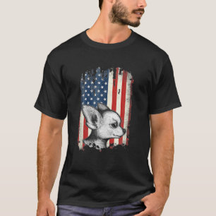 Chihuahua American Flagga Patriotic 4:e juli USA T Shirt