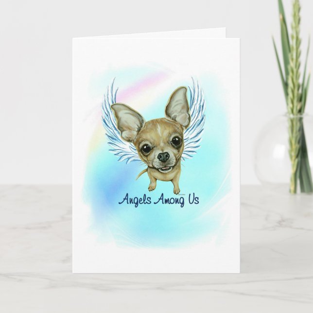Chihuahua Angel Hund Pet Loss Sympathy Card Tack Kort (Framsida)