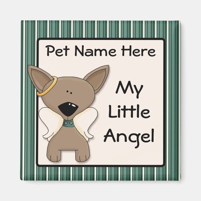 Chihuahua Angel Hundar Memory Keepsaké Namn Gift Magnet (Framsidan)