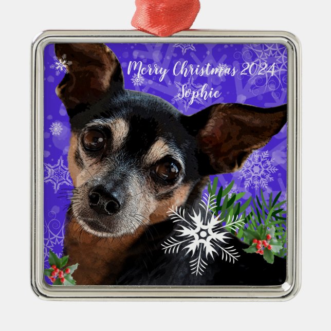 Chihuahua Anpassade Metall Ornament (Framsidan)