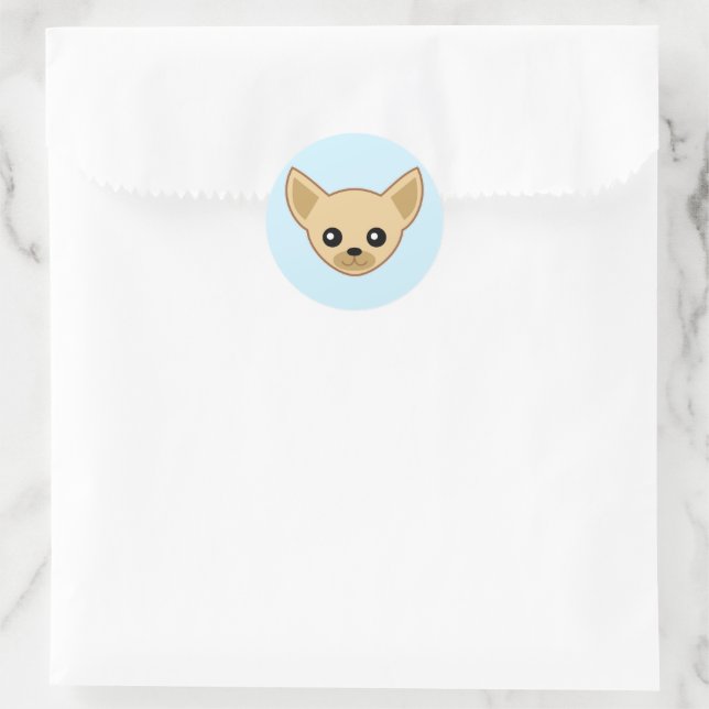 Chihuahua-ansikte Runt Klistermärke (Väska)