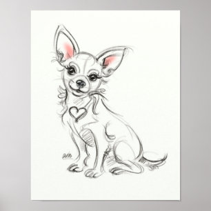 Chihuahua Art-utskrift Snabbskiss Poster