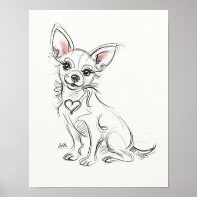 Chihuahua Art-utskrift | Snabbskiss Poster (Framsidan)