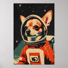 Chihuahua Astronaut Affisch, Chihuahua Retrotryck Poster
