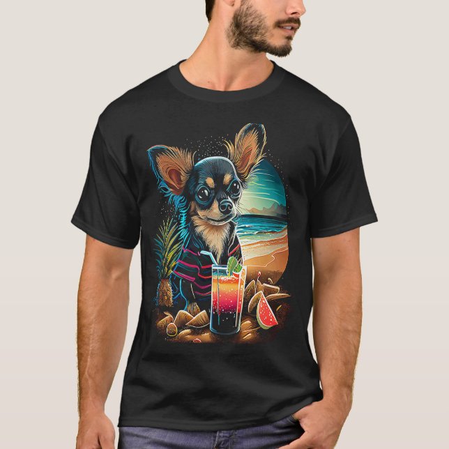 Chihuahua at the beach Summer Vacation T Shirt (Framsida)