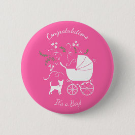 Chihuahua Baby Shower Rosa Girl Hund Knapp