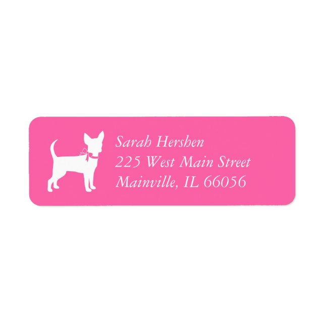 Chihuahua Baby Shower Rosa Girl Hund Returadress Etikett (Framsidan)