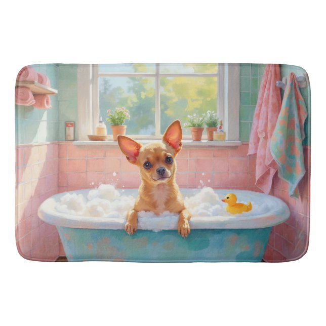 Chihuahua badtid Söt badrumsdekor Badrumsmatta (Framsidan)