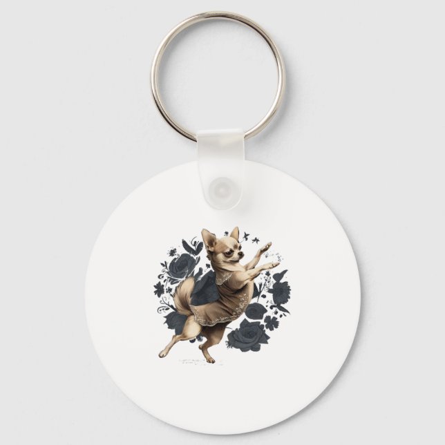 Chihuahua Ballerina Ballet Dance Dancing Nyckelring (Framsida)