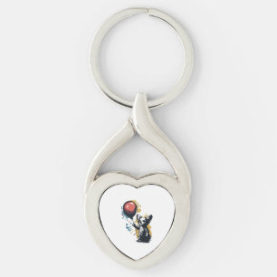 Chihuahua Balloon Cute Hund Chiwawa Funny Twisted Heart Silverfärgad Nyckelring