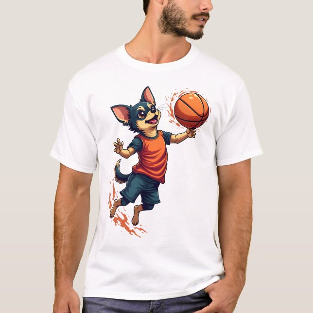 Chihuahua  Basketball  Player  Sport  Dunk T Shirt (Framsida)