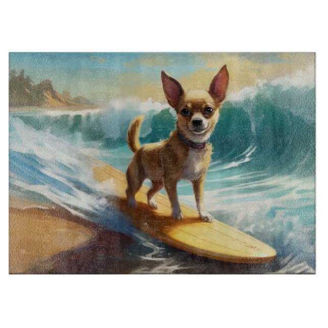 Chihuahua Beach Surfing Målning (Framsidan)