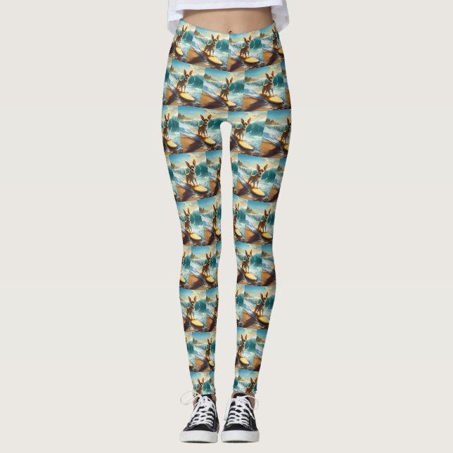 Chihuahua Beach Surfing Målning Leggings (Framsida)