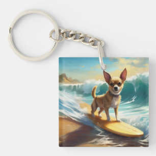 Chihuahua Beach Surfing Painting