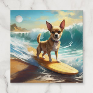 Chihuahua Beach Surfing Painting Gåvor Etiketter