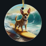 Chihuahua Beach Surfing Painting Julgransprydnad Keramik<br><div class="desc">Lägg dig i den lekande världen i hund äventyr med den här fängslande målningen. En andlig hund tar sig till vågar och kör skickligt surfan på en strand som kysstes av sol. Den sjudande konsten fångar på ett vackert sätt kärnan i den upphetsning som finns vid sidan av när hund...</div>