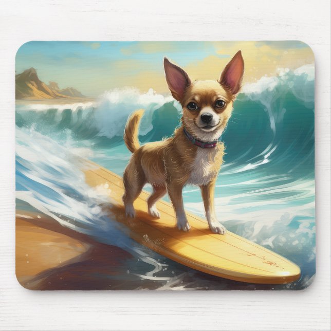 Chihuahua Beach Surfing Painting Musmatta (Framsidan)