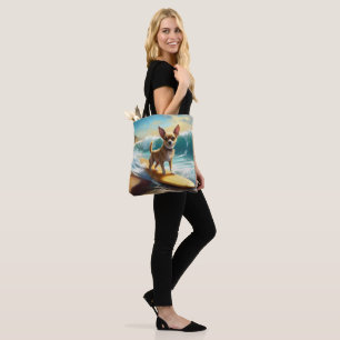 Chihuahua Beach Surfing Painting Tygkasse