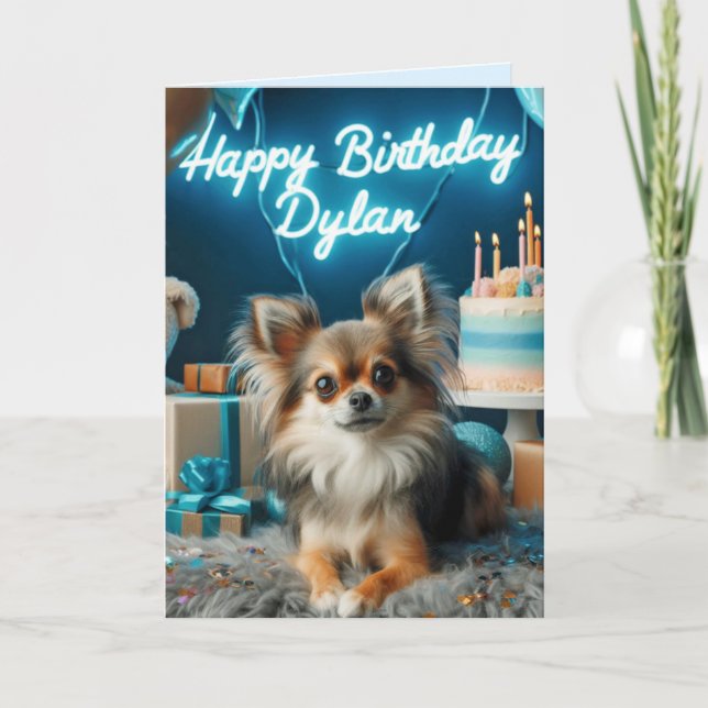 Chihuahua Birthday Card Grattis på födelsedagen Dy Kort (Framsida)