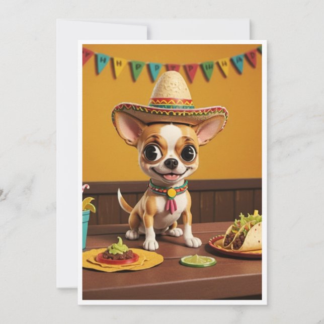 Chihuahua Birthday Card Inbjudningar (Framsida)