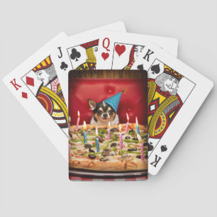 Chihuahua Birthday Pizza Paj Casinokort