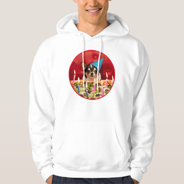 Chihuahua Birthday Pizza Paj Hoodie (Framsida)
