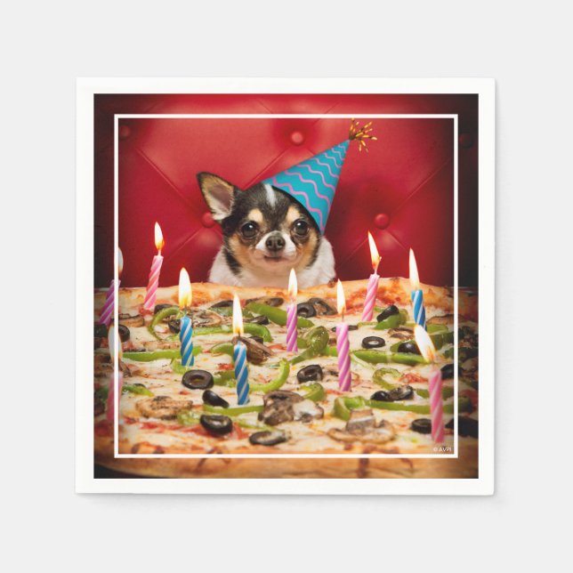 Chihuahua Birthday Pizza Paj Pappersservett (Framsidan)