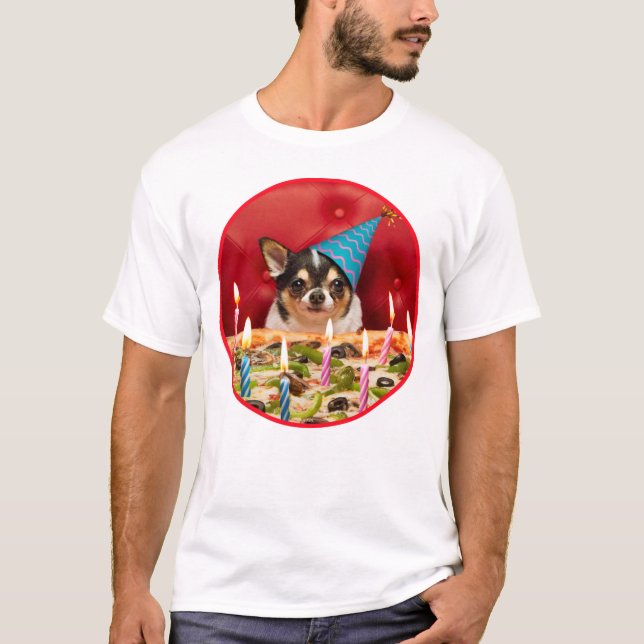 Chihuahua Birthday Pizza Paj T Shirt (Framsida)