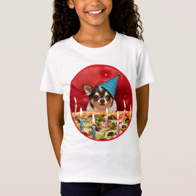 Chihuahua Birthday Pizza Paj T Shirt (Framsida)