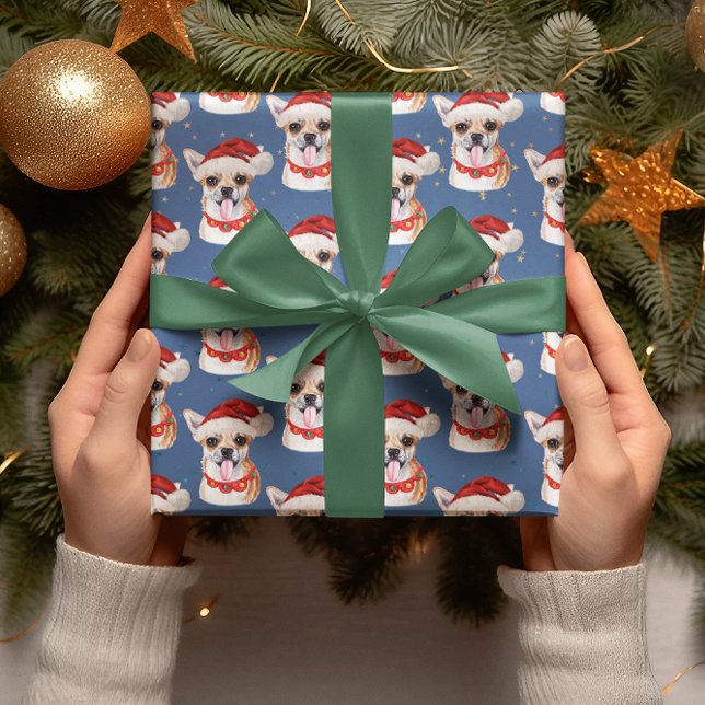 Chihuahua Blå Jul Vattenfärg Hundraser Presentpapper (Skapare uppladdad)