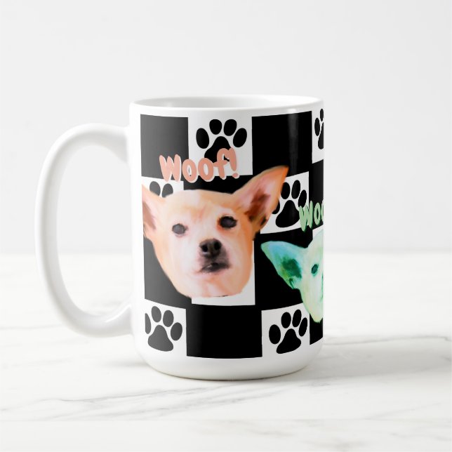 Chihuahua Black and White Kaffemugg (Vänster)