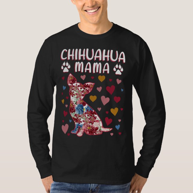 Chihuahua Blommigt Chihuahua Mamma T Shirt (Framsida)