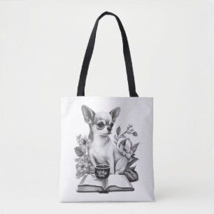 Chihuahua Bok Coffee Tea Reading Tygkasse
