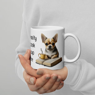 Chihuahua BOK Kaffe Tea Läsning Mornin Kaffemugg