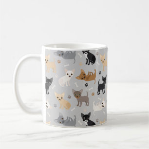 Chihuahua Bones och Tass Grått Coffee Mugg