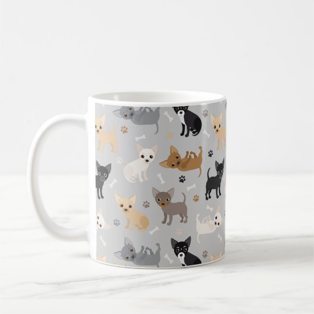 Chihuahua Bones och Tass Grått Coffee Mugg (Vänster)
