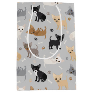 Chihuahua Bones och Tass Grått Medium Gift Bag