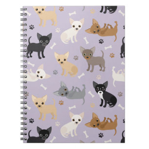 Chihuahua Bones och Tass Lila Anteckningsbok