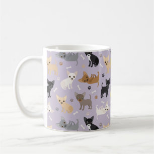 Chihuahua Bones och Tass Lila Kaffemugg
