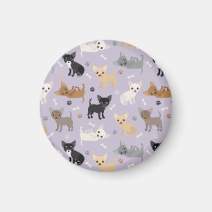 Chihuahua Bones och Tass Lila Magnet