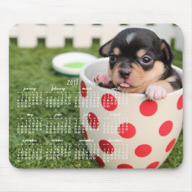 Chihuahua Calendar 2018 Anpassningsbar Mouse Pad Musmatta (Framsidan)