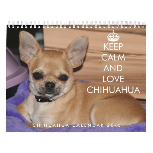 Chihuahua Calendar 2026 Behålla Lugn och Kärlek Kalender (Omslag)