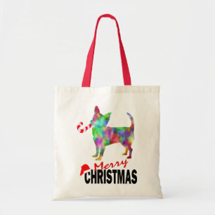 Chihuahua & Candy Cane God Jul Totebag Tygkasse