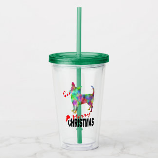 Chihuahua & Candy Cane God Jul Tumbler Take Away Mugg