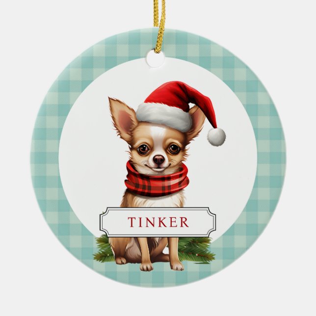 Chihuahua Ceramic Circle Ornament (Framsidan)