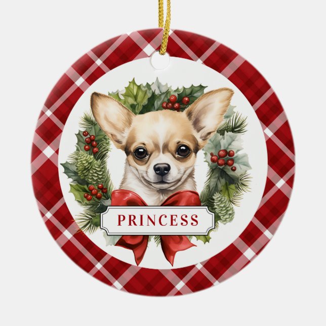 Chihuahua Ceramic Circle Ornament (Framsidan)