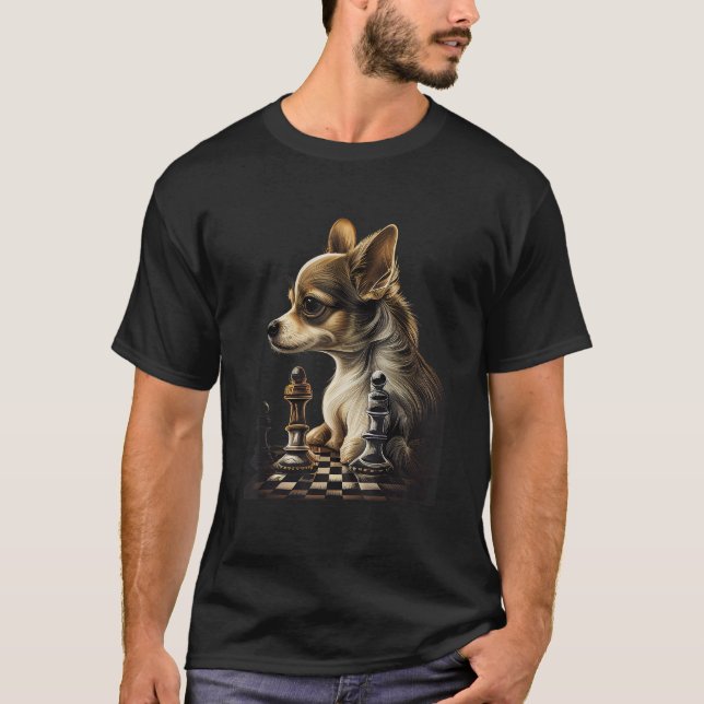 Chihuahua Chess Chess Player Board Queen King Dog T Shirt (Framsida)
