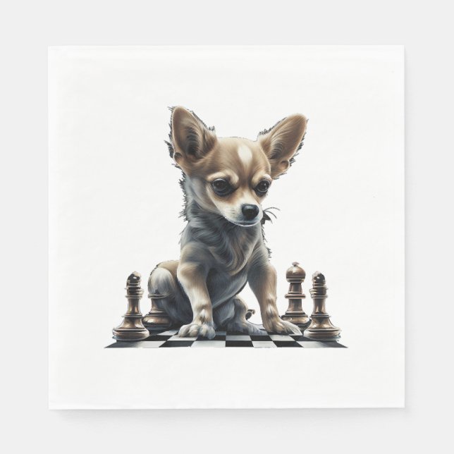 Chihuahua Chess Chess Player Board Queen Pappersservett (Framsidan)