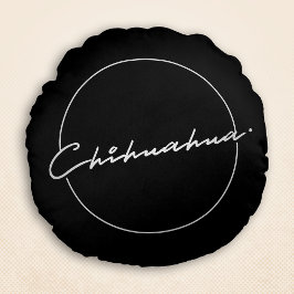 Chihuahua Chic & Finare Script Black Rund Kudde