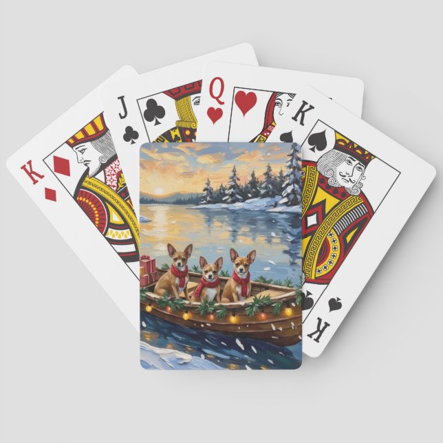 Chihuahua Christmas Boat Holiday Casinokort (Baksidan)